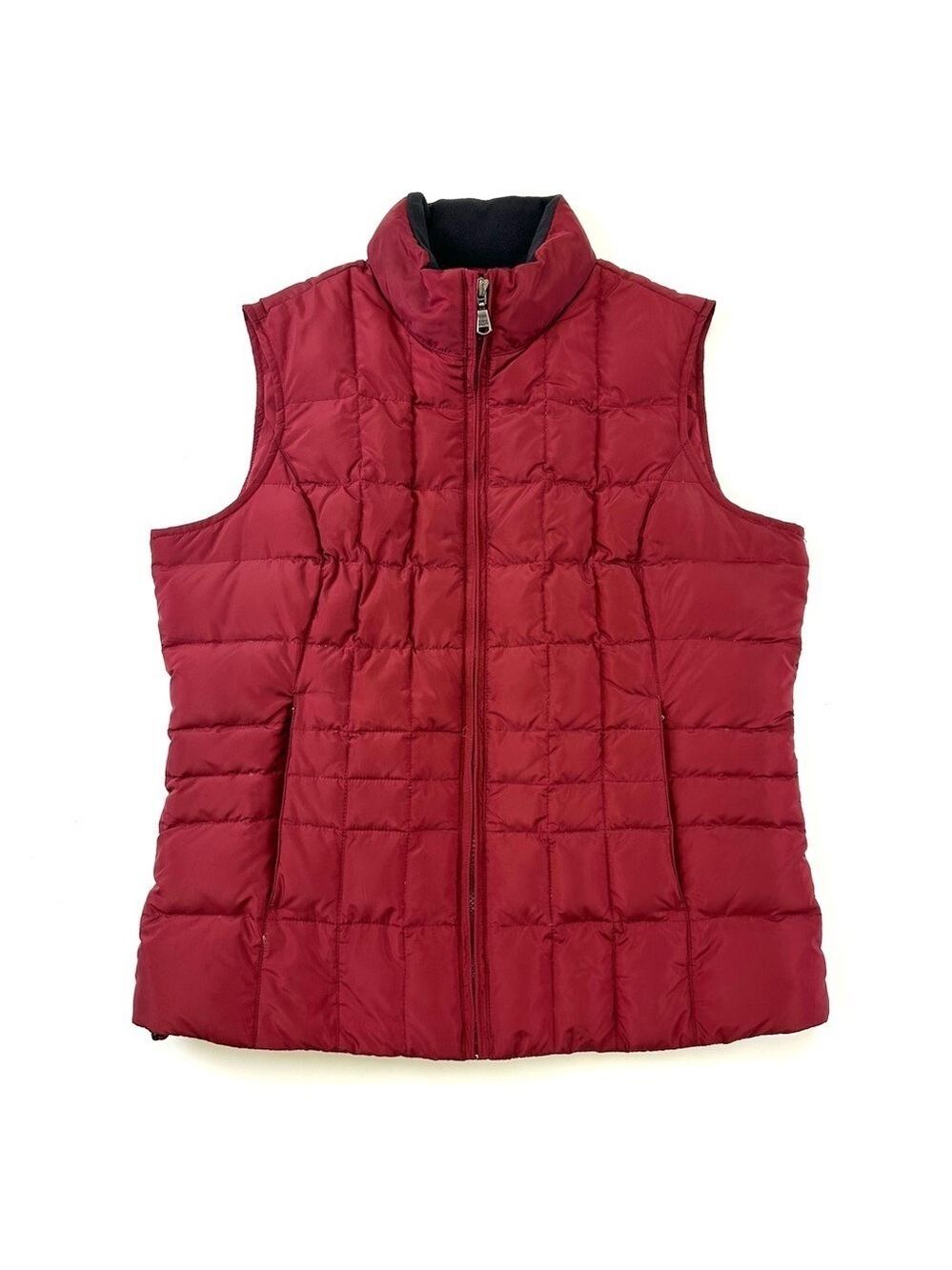 Eddie Bauer goose down vest Medium womens puffer burgundy quilted outdoor